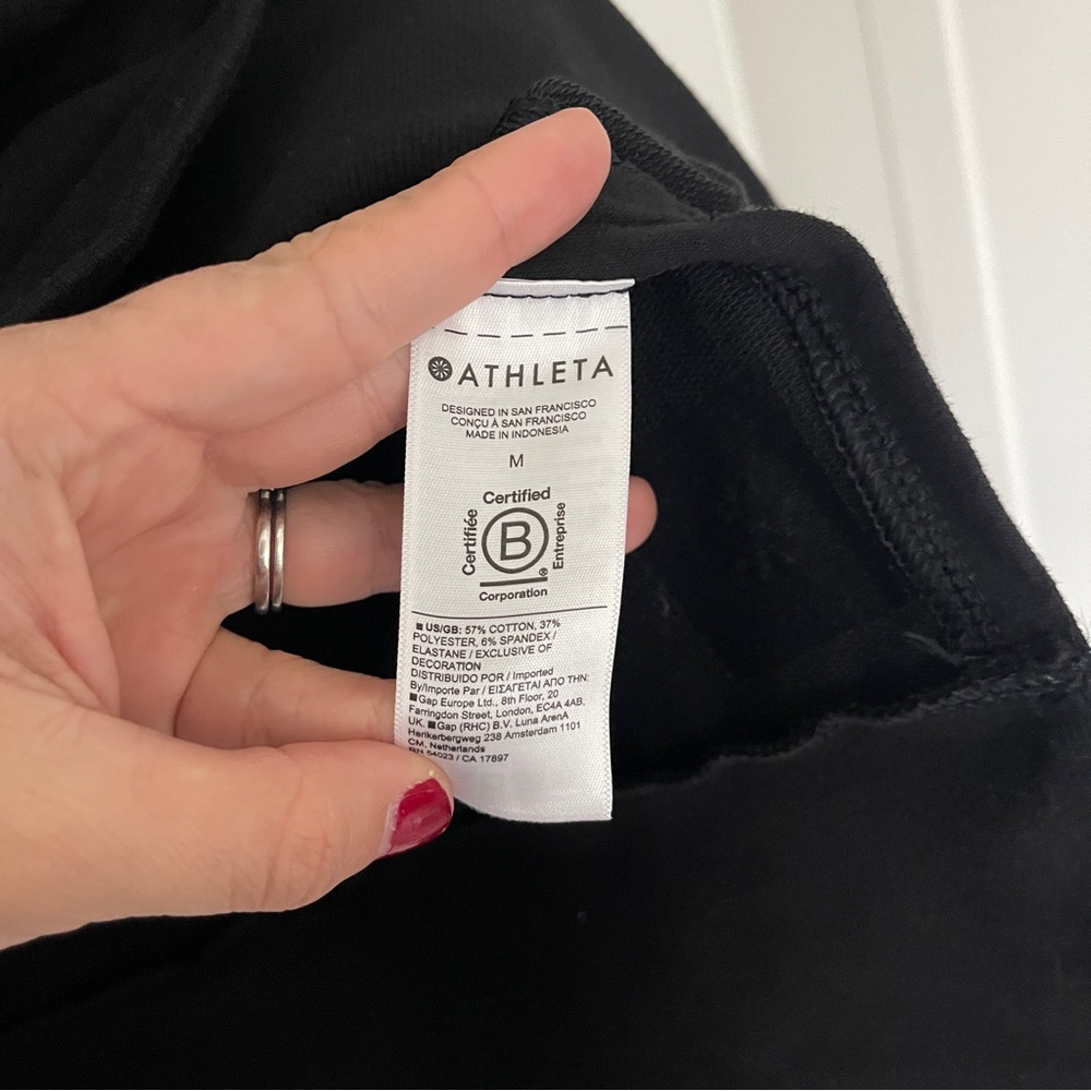 Athleta Black Retroterry V Neck Tee Sleeveless Sweatshirt Pullover - Picture 5 of 5